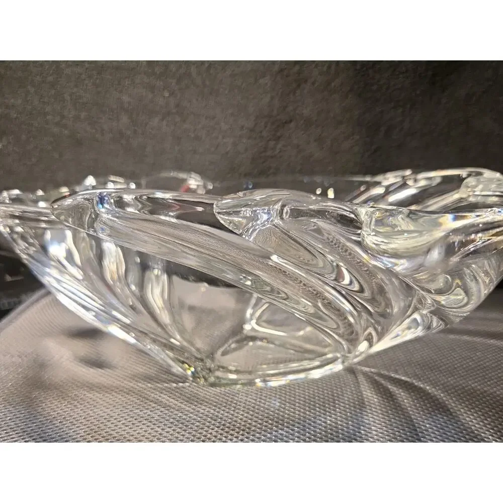 VTG Waltherglas Swirl Crystal Trinket Candy Dish Bowl Germany 1980s Shell
